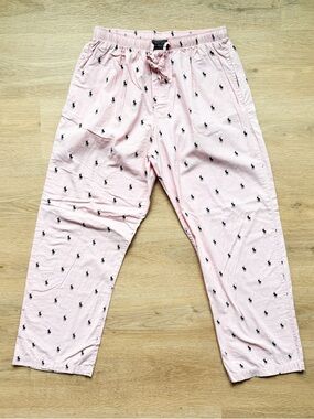 Vtg Polo Ralph Lauren Pink Pony AOP Pajama Pants M Unisex Old Money 30x28.5